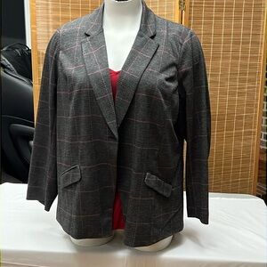 NWT Torrid Pink Gray Black Plaid Double Knit Blazer